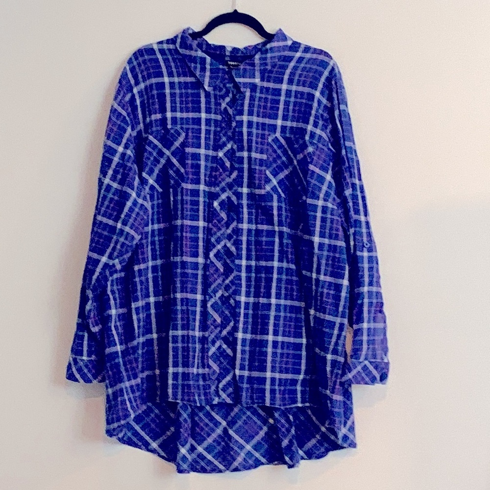 Torrid Button Front Plaid Tunic With Front Pocket… - image 2